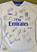 2001-2003 Chelsea Multi-Signed Football Shirt a white away, short sleeve shirt, signed to the