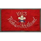 Fine 1923 Wales v Scotland Touch Flag: rare and embroidered silk rugby touch judge's flag from '