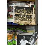 A mixed box of football ephemera to include football photographs (quantity), football club