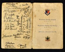 1906 Pembroke College Oxford v Magdalene College Cambridge after match rugby dinner menu - played on