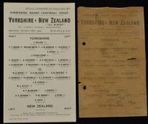 1924 Yorkshire v New Zealand All Blacks Invincibles rugby programme - played at Lidget Green