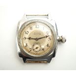 1920's GENTLEMAN'S 'ROLEX OYSTER' STAINLESS STEEL WRISTWATCH with Arabic numerals and subsidiary
