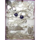 GOOD COLLECTION OF SILVER JEWELLERY including bracelets of various design,