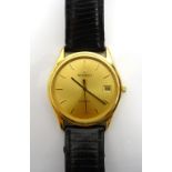 GENTLEMAN'S MOVADO WRISTWATCH the gilt dial with baton five minute markers and date aperture,
