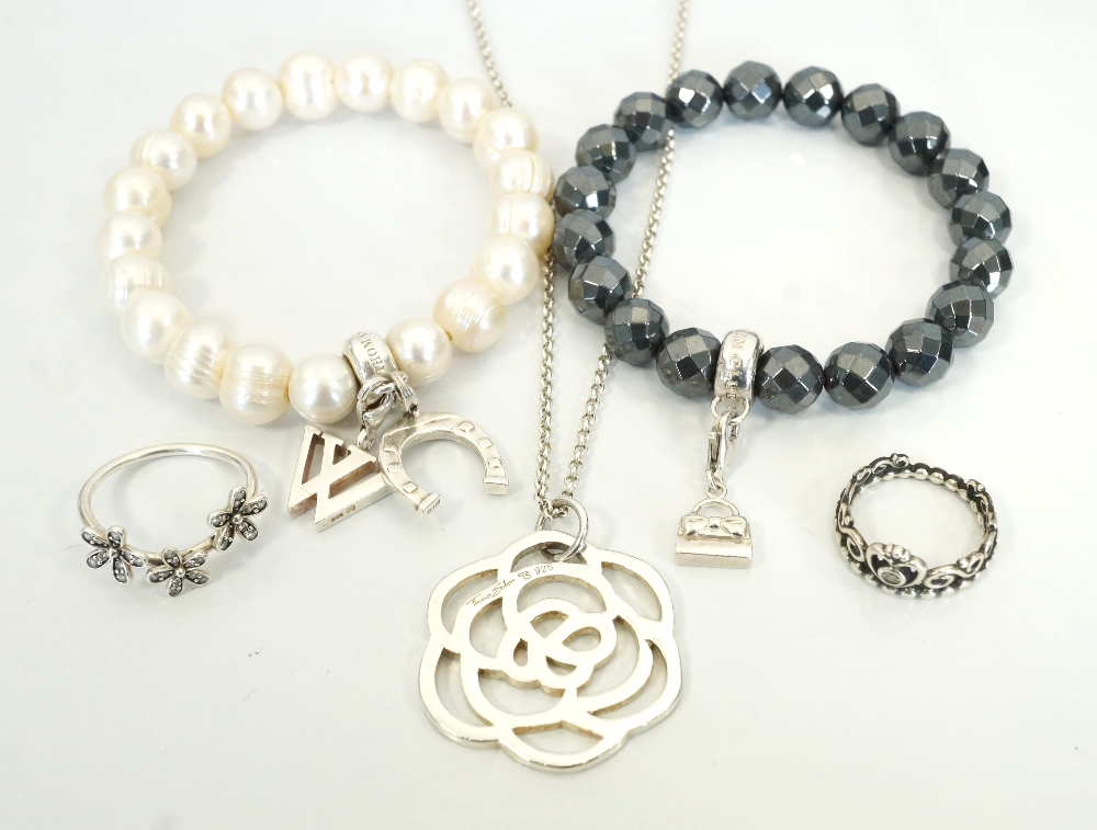 SELECTION OF THOMAS SABO AND PANDORA JEWELLERY comprising a white cultured pearl Thomas Sabo Charm