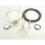 SELECTION OF THOMAS SABO AND PANDORA JEWELLERY comprising a white cultured pearl Thomas Sabo Charm