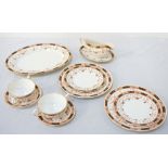 OLDE ENGLAND 'ELIZABETHAN' CHINA DINNER WARE comprising eight soup bowls with stands;