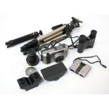 SELECTION OF CAMERA AND OPTICAL ACCESSORIES including Pentax stereo viewer; Carson mini tripod;