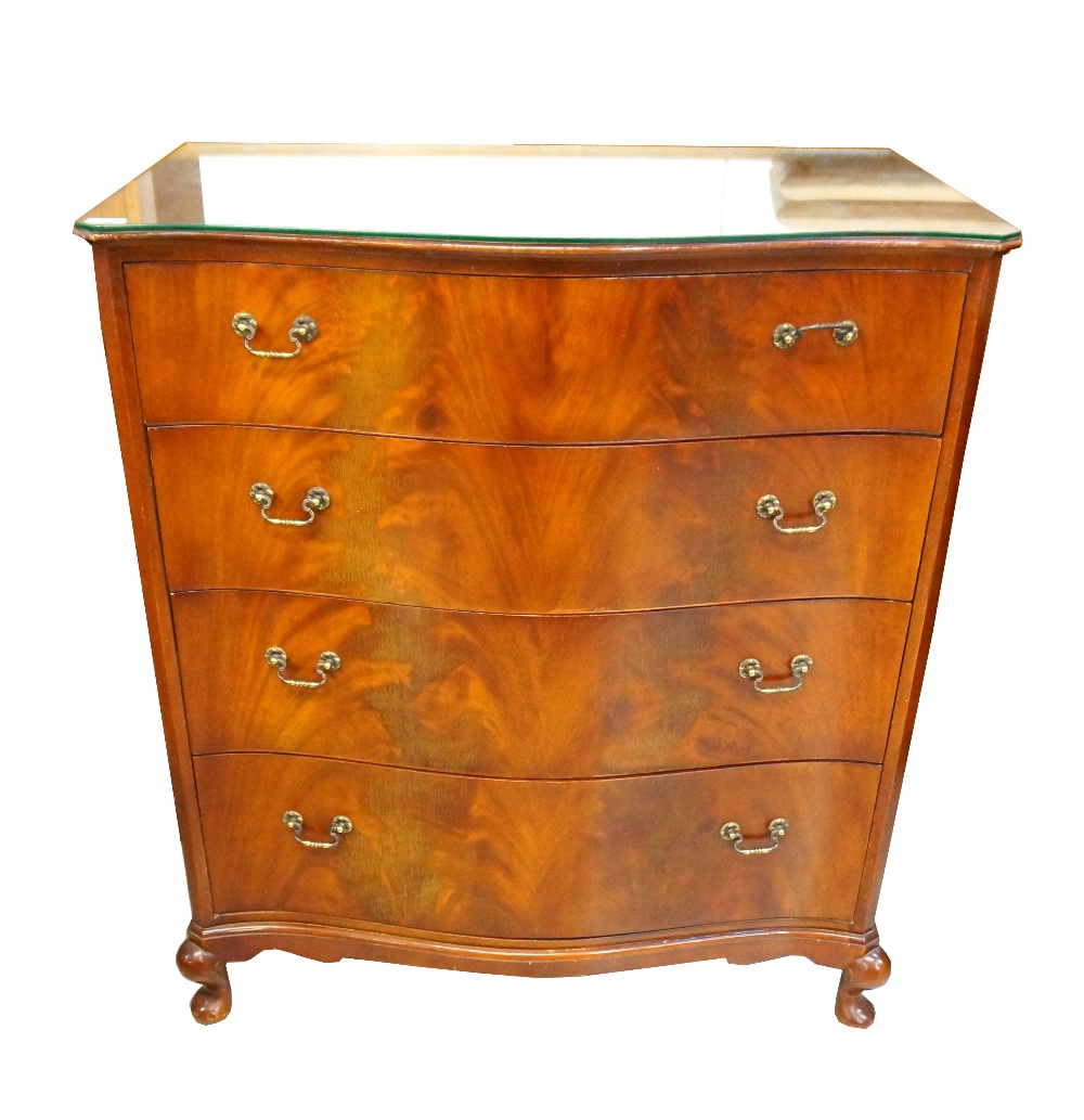 'BEITHCRAFT' MAHOGANY SERPENTINE CHEST of four graduated drawers,