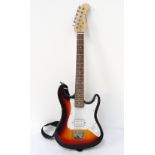 'BURSWOOD' ELECTRIC GUITAR with a black and orange gloss body with a white panel,