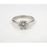 IMPRESSIVE DIAMOND SOLITAIRE RING the round brilliant cut diamond approximately 1ct,