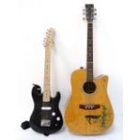 'ROCKBURN' JUNIOR SIZE ELECTRIC GUITAR with a black gloss body,