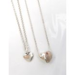 LINKS OF LONDON SILVER HEART SHAPED PENDANT ON CHAIN together with a Thomas Sabo silver heart