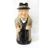 ROYAL DOULTON LARGE CHARACTER JUG OF WINSTON CHURCHILL 23cm high