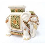 POTTERY ELEPHANT GARDEN SEAT decorated in ceremonial dress, 43.