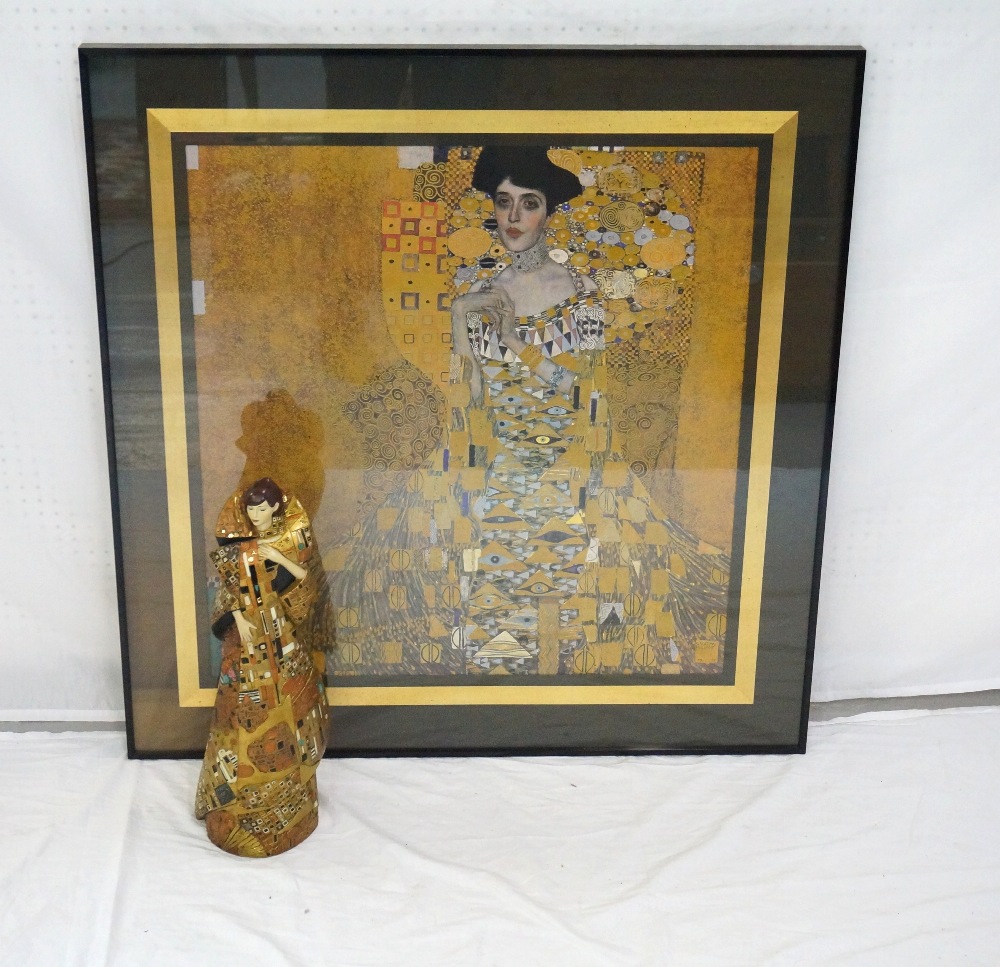 AFTER GUSTAV KLIMT 'ADELE BLOCH BAUER' framed colour print, 88.5cm x 85.