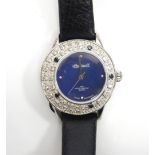 LADIES INGERSOLL GEMS MIDNIGHT WRISTWATCH the blue dial surrounded by white topaz and sapphire