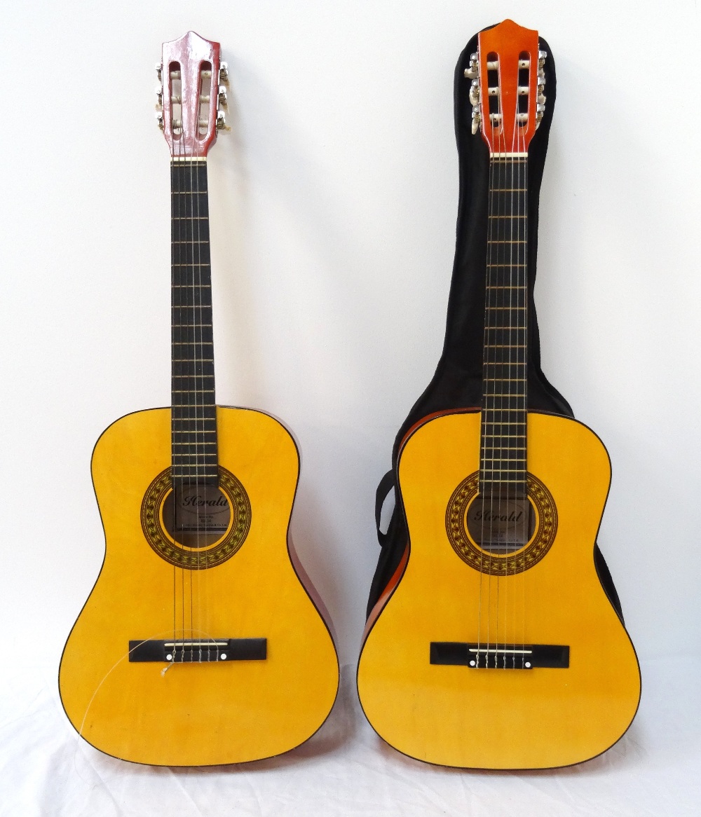 TWO 'HERALD' ACOUSTIC GUITARS one cased,