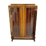 1950's OAK BOW FRONT DISPLAY CABINET