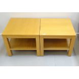 TWO LIGHT OAK SQUARE TOP TABLES (From Simon's Flat)