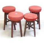 FOUR PUB BAR STOOLS with circular padded seats (4) (From Port Sunshine Pub)