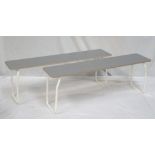 PAIR OF GYM BENCH SEATS with folding legs,