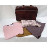 CLOTHING AND ACCESSORIES comprising a pair of aubergine chinos, a checked shirt, a sweatshirt,