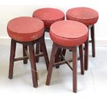 FOUR PUB BAR STOOLS with circular padded seats (4) (From Port Sunshine Pub)