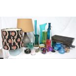 COLLECTION OF GLASSWARE including a Poole pottery dish and two small table lamps (June's House)