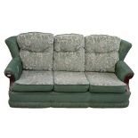 RETRO THREE SEAT SOFA with floral padded back and seat cushions,
