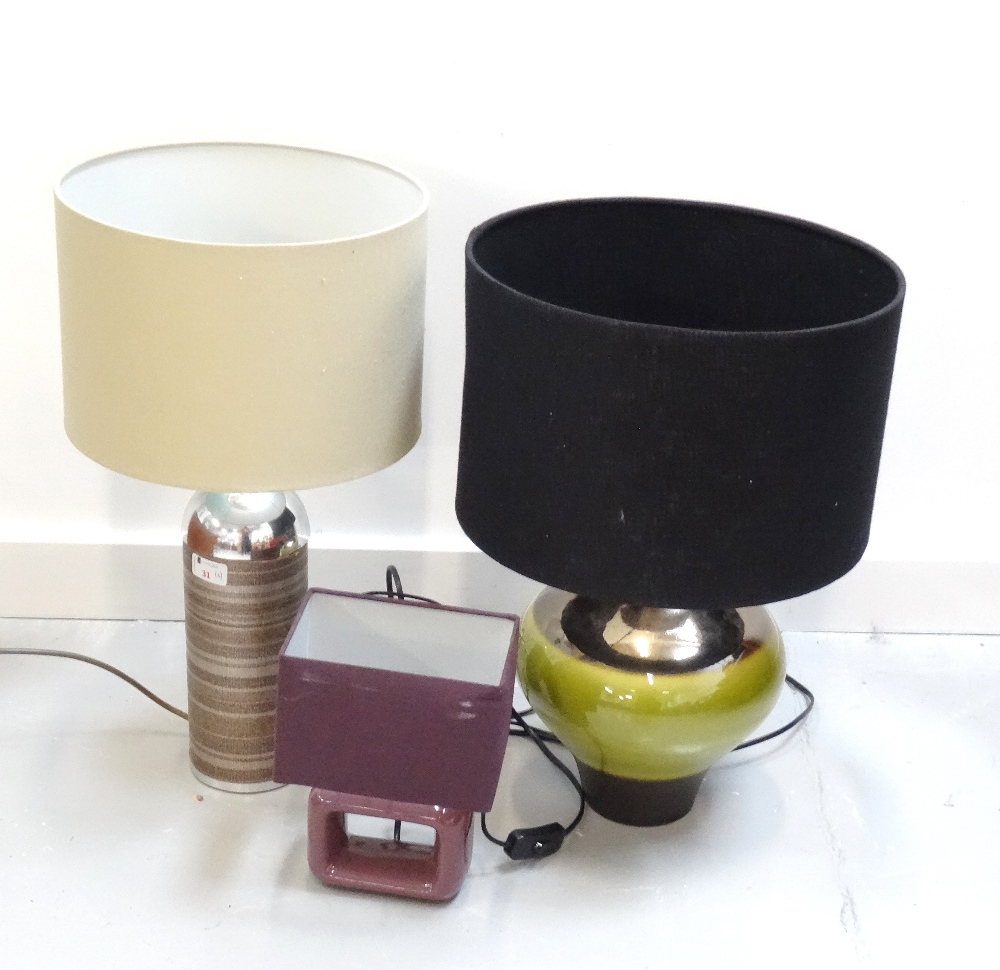 THREE VARIOUS TABLE LAMPS with shades (From Simon's Flat)