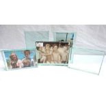 COLLECTION OF FIVE GLASS BLOCK PHOTO FRAMES various sizes (From the burglary house)