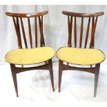 PAIR OF RETRO STICK BACK DINING CHAIRS with brass capped legs (From Spud's Bedsit)