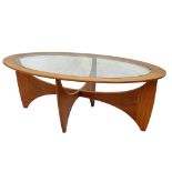 G PLAN OVAL GLASS TOP COFFEE TABLE 122cm wide (From Simon's Flat)