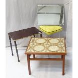 SELECTION OF OCCASIONAL FURNITURE including a teak occasional table with inset tile top,