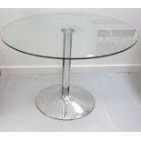 GLASS CIRCULAR TOPPED TABLE on chrome base,