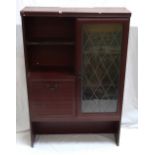 MAHOGANY DISPLAY CABINET with simulated leaded glass panel,