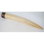 VINTAGE WALRUS TUSK with shaped copper mount,