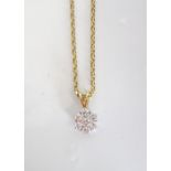 DIAMOND CLUSTER PENDANT the diamonds totalling approximately 0.