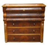 SCOTTISH VICTORIAN MAHOGANY OGEE CHEST with a raised back and inverted breakfront above two cushion