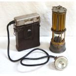 VINTAGE SAFETY LAMP with brass mounts, marked 'The Premier Lamp & Engineering Co.Ld.