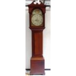 19th CENTURY PINE LONGCASE CLOCK the hood with swan neck pediment,