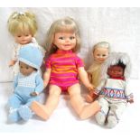 1960's IDEAL TOY CORPORATION 'GIGGLES' DOLL wearing colourful striped top and shorts,