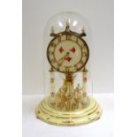 KIENINGER & OBERGFELL 400 DAY PERPETUAL MOTION CLOCK the circular dial with floral motifs supported