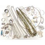 GOOD SELECTION OF SILVER JEWELLERY including bracelets, rings,