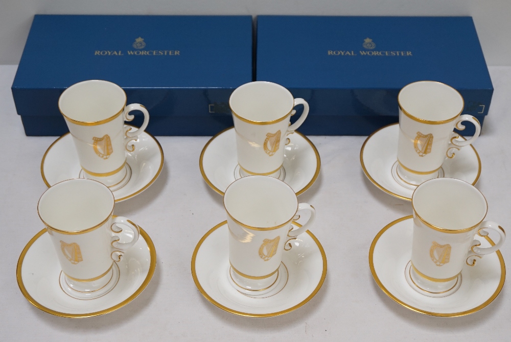 ROYAL WORCESTER CHINA IRISH COFFEE SET comprising two cup and saucer sets with boxes;