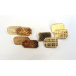 TWO PAIRS OF NINE CARAT GOLD CUFFLINKS both with engine turned decoration,