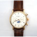 GENTLEMAN'S REPLICA PATEK PHILIPPE WRISTWATCH the dial with moon phase and subsidiary dials,