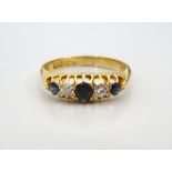 SAPPHIRE AND DIAMOND FIVE STONE RING