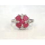 RUBY AND CZ CLUSTER RING